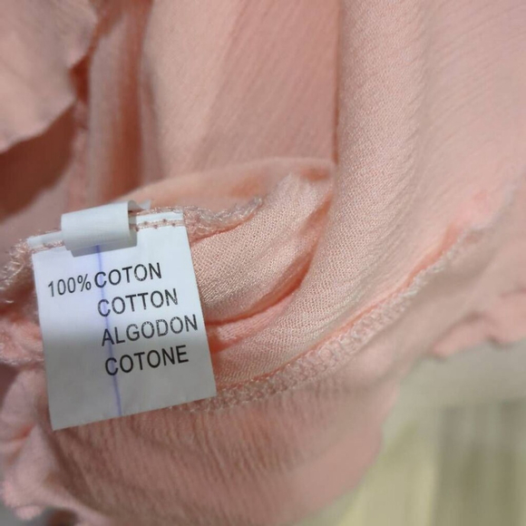 Azara Paris Womens Pink Gauze Beaded Beach Tunic Batwing Sleeve Ruffle Lagenlook - Picture 8 of 8